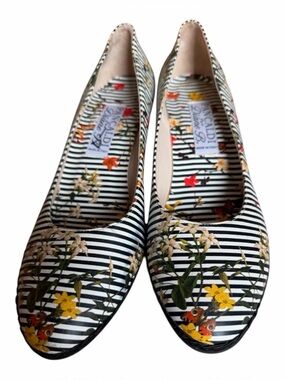 Pancaldi for Diane B Striped Floral Wedges Italian Graphic Butterfly Art EU 40